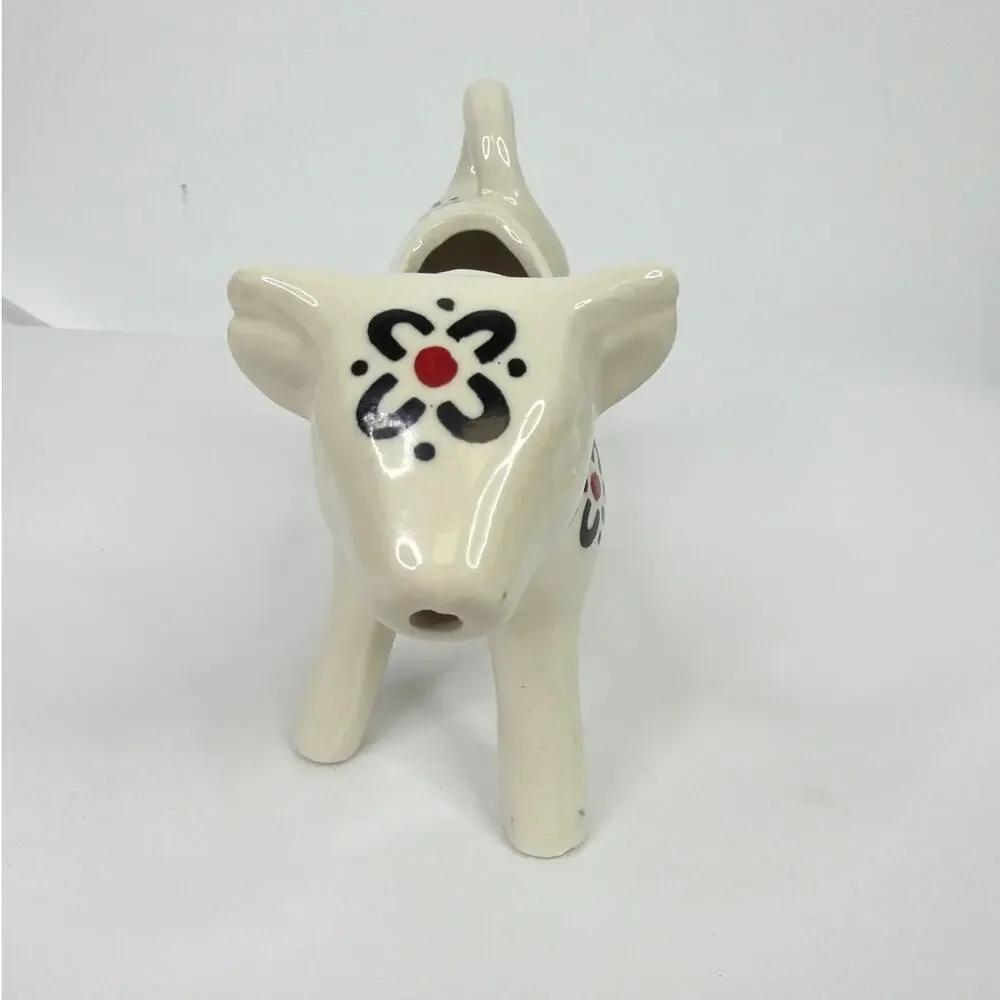 Ceramic Cow Creamer pitcher white floral pattern